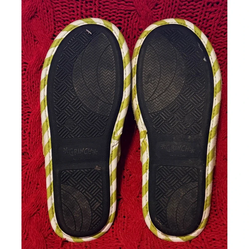 Dr. Seuss The Grinch Sunglasses Plush Slippers Mens 9-10 Green Novelty Shoes
